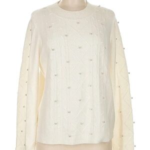 LOFT medium size mock neck ivory pearl sweater